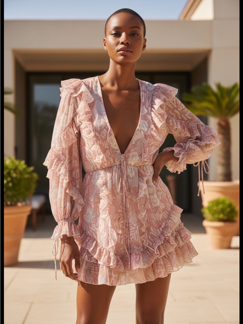 Ted Baker Irvete Floral Ruffle Long Sleeve Chiffon Romper NWT Size 0